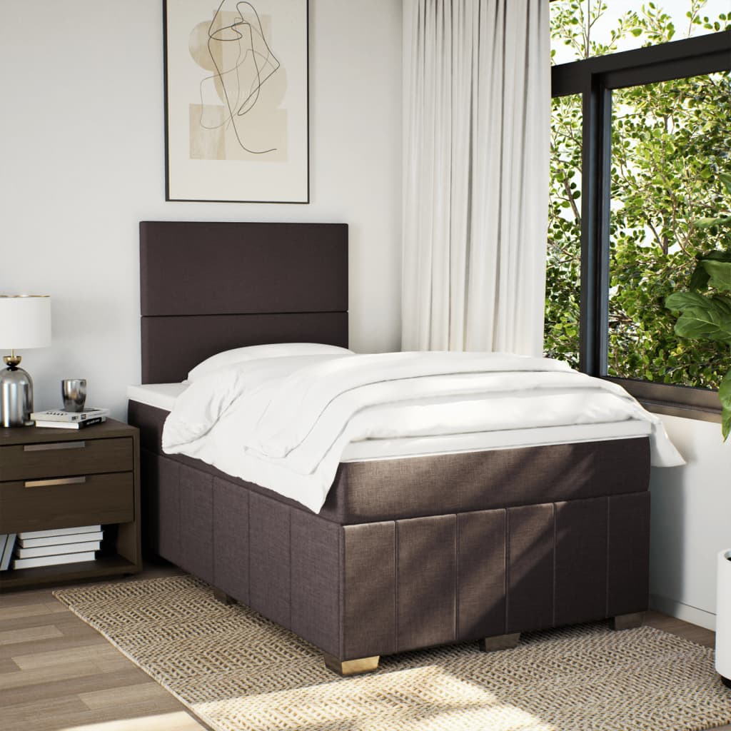 Box Spring Postel S Matrací Tmavě Hnědá 120X200 Cm Textil