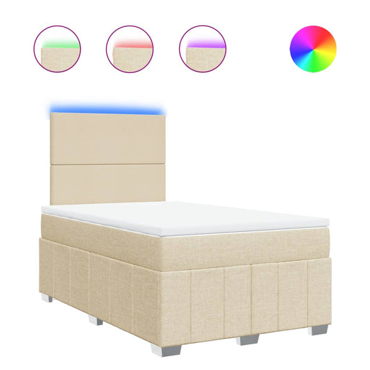 Box Spring Postel S Matrací Textil Krémová