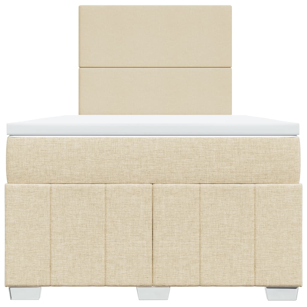 Box Spring Postel S Matrací Textil Krémová