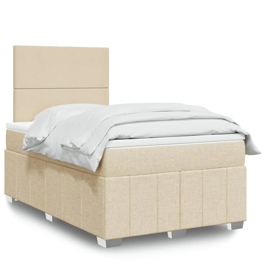 Box Spring Postel S Matrací Textil Krémová