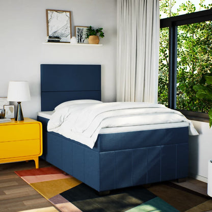 Box Spring Postel S Matrací Modrá 120X200 Cm Textil