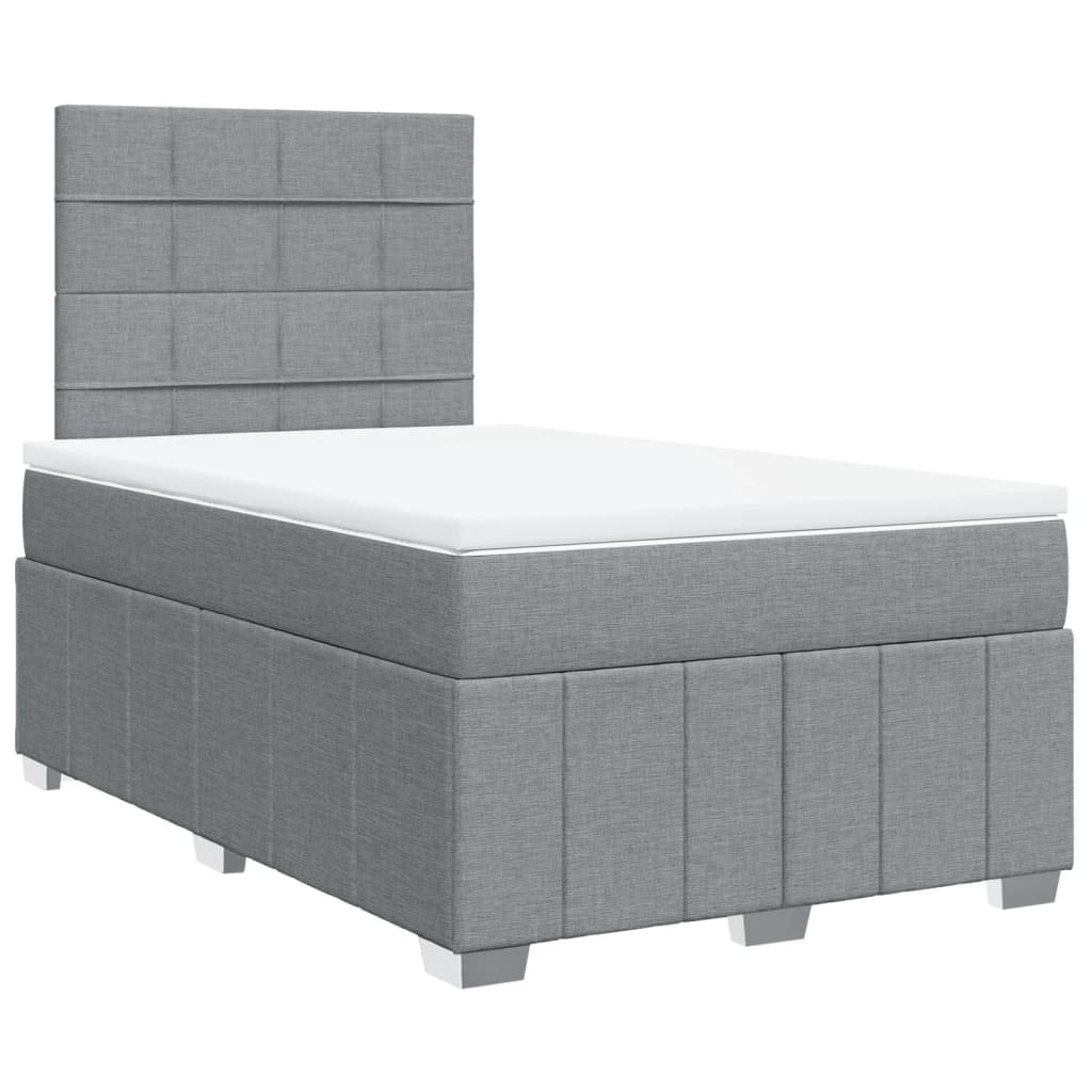 Box Spring Postel S Matrací Světle Šedá 120 X 200 Cm Textil