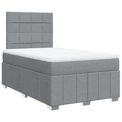 Box Spring Postel S Matrací Světle Šedá 120 X 200 Cm Textil