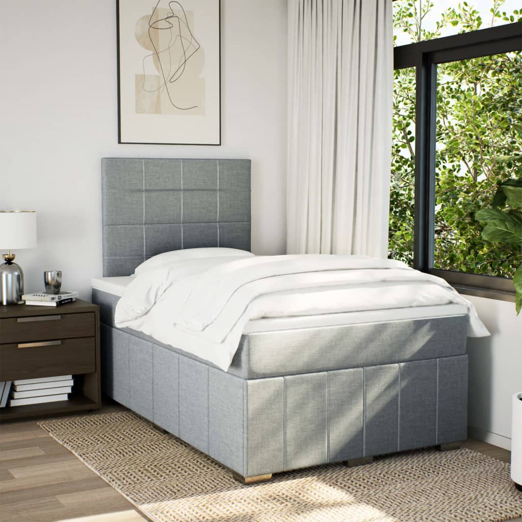 Box Spring Postel S Matrací Světle Šedá 120 X 200 Cm Textil