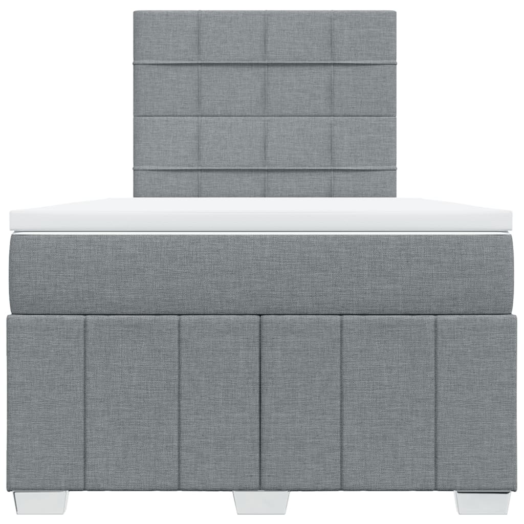 Box Spring Postel S Matrací Světle Šedá 120 X 200 Cm Textil