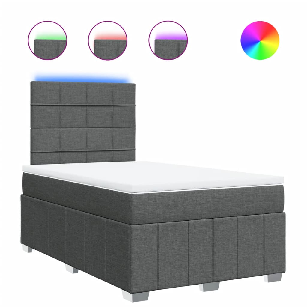 Box Spring Postel S Matrací Tmavě Šedá 120X200 Cm Textil