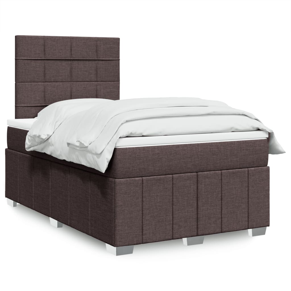 Box Spring Postel S Matrací Tmavě Hnědá 120X200 Cm Textil