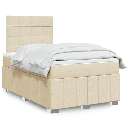 Box Spring Postel S Matrací Textil Krémová