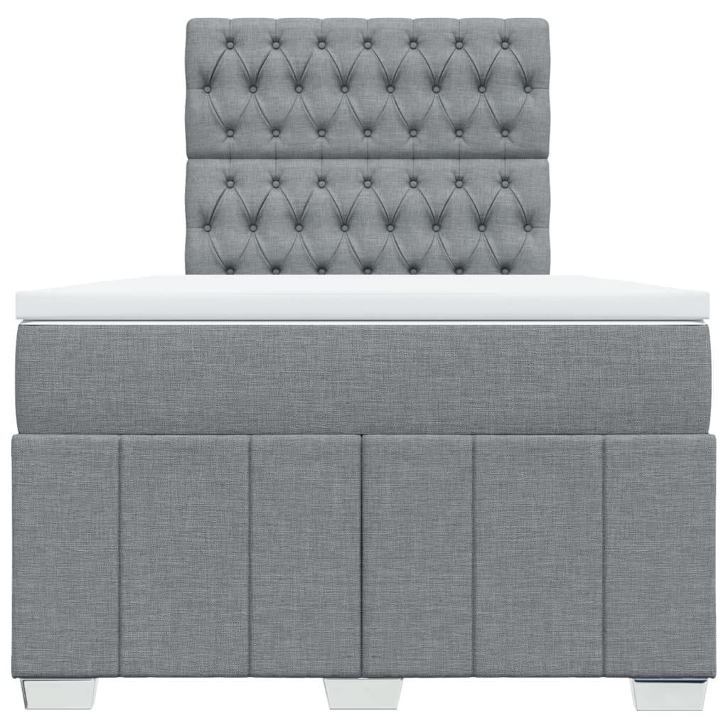 Box Spring Postel S Matrací Světle Šedá 120 X 200 Cm Textil
