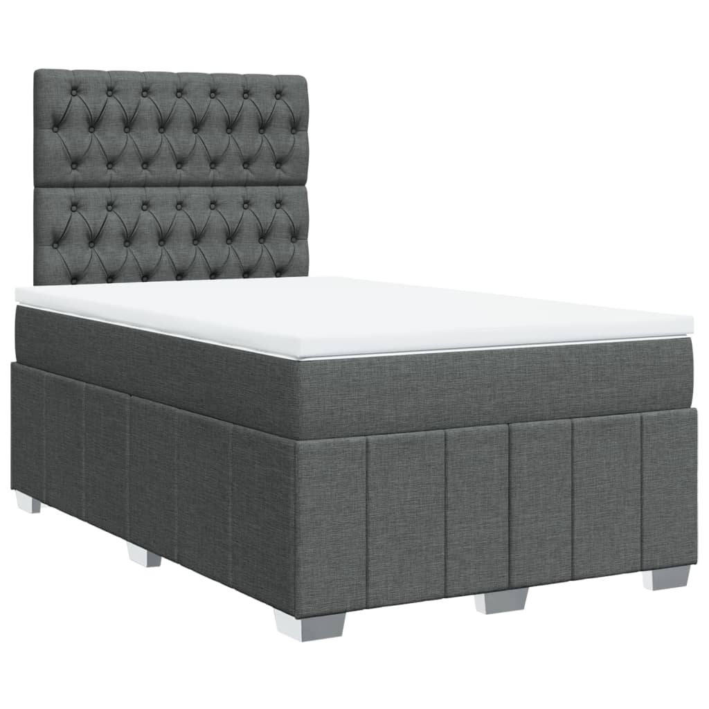 Box Spring Postel S Matrací Tmavě Šedá 120X200 Cm Textil