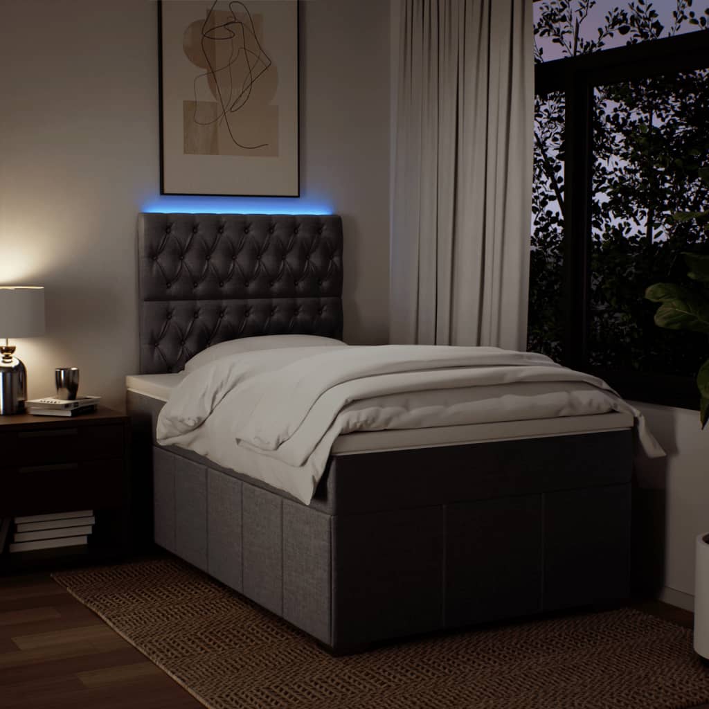 Box Spring Postel S Matrací Tmavě Šedá 120X200 Cm Textil