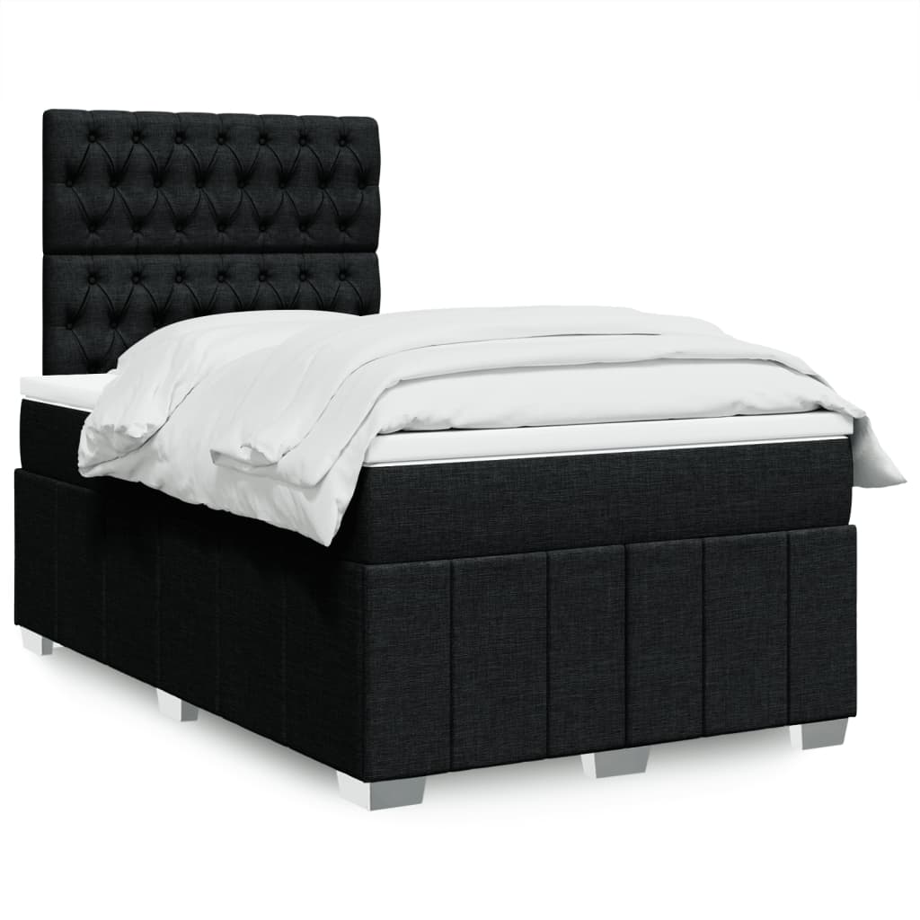 Box Spring Postel S Matrací Černá Textil Černá