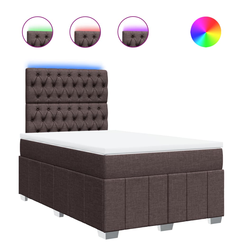 Box Spring Postel S Matrací Tmavě Hnědá 120X200 Cm Textil