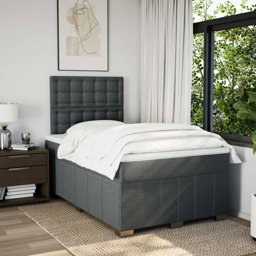 Box Spring Postel S Matrací Tmavě Šedá 120X200 Cm Textil