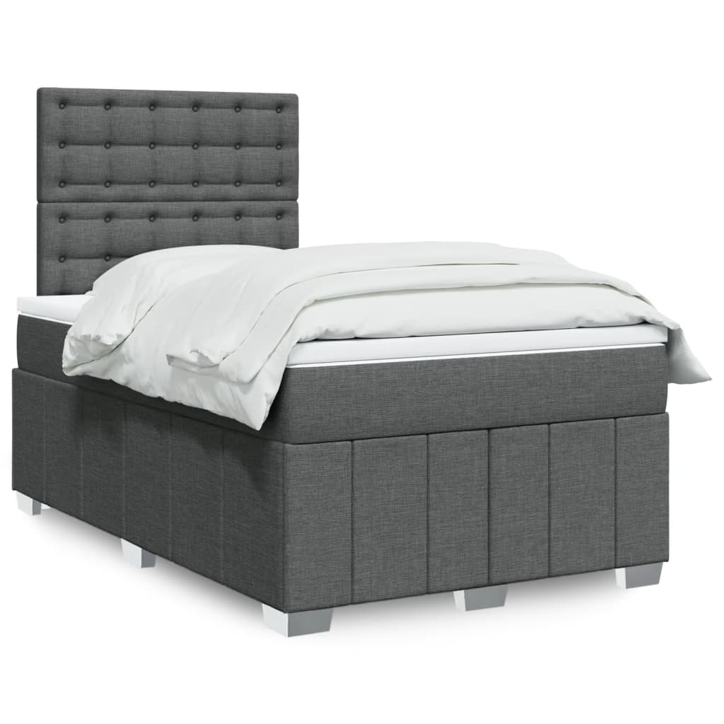 Box Spring Postel S Matrací Tmavě Šedá 120X200 Cm Textil
