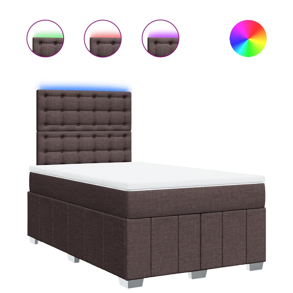 Box Spring Postel S Matrací Tmavě Hnědá 120X200 Cm Textil
