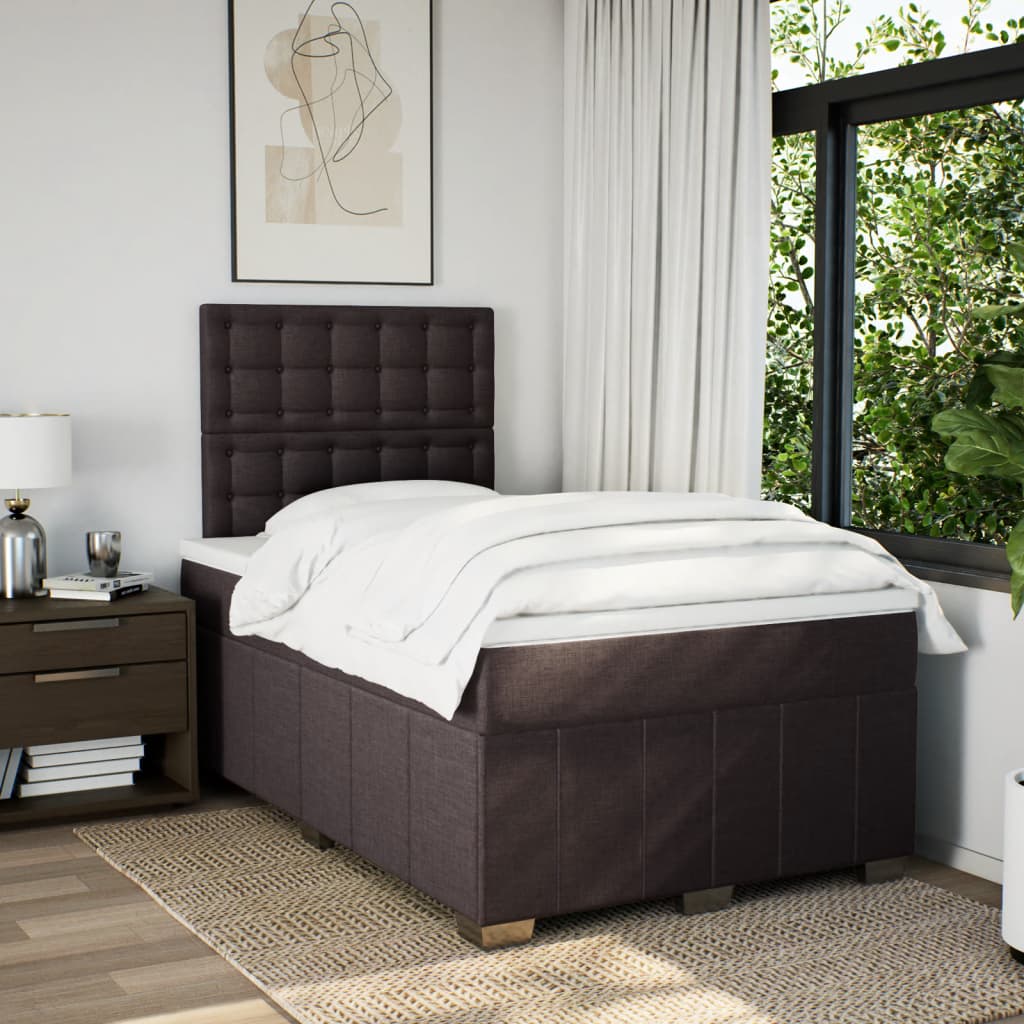 Box Spring Postel S Matrací Tmavě Hnědá 120X200 Cm Textil
