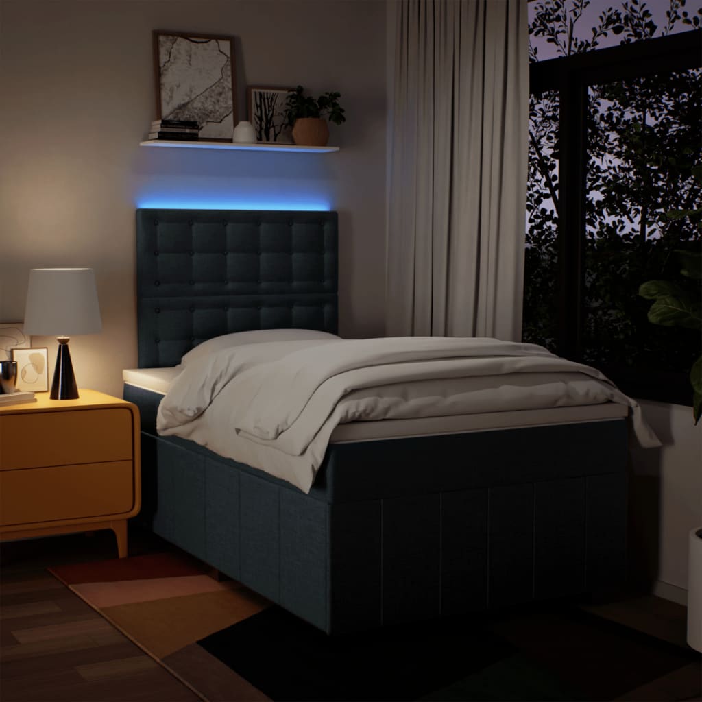 Box Spring Postel S Matrací Modrá 120X200 Cm Textil