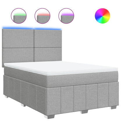 Box Spring Postel S Matrací Světle Šedá 140 X 190 Cm Textil