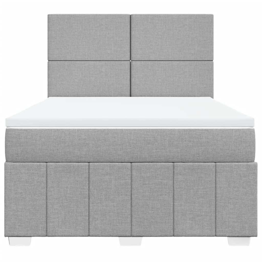 Box Spring Postel S Matrací Světle Šedá 140 X 190 Cm Textil