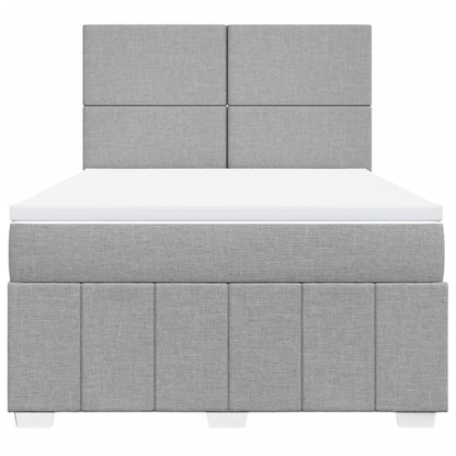 Box Spring Postel S Matrací Světle Šedá 140 X 190 Cm Textil
