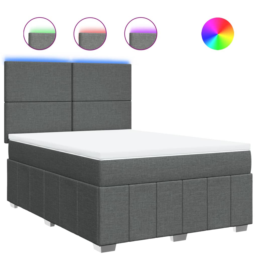 Box Spring Postel S Matrací Tmavě Šedý 140 X 190 Cm Textil