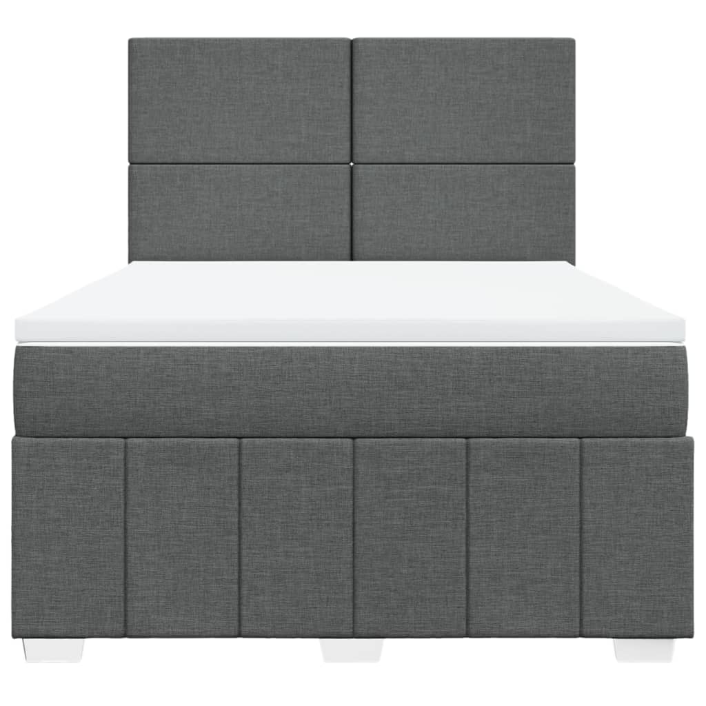 Box Spring Postel S Matrací Tmavě Šedý 140 X 190 Cm Textil