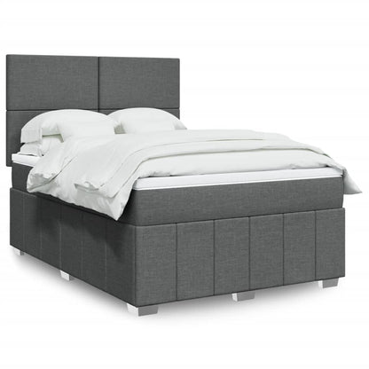 Box Spring Postel S Matrací Tmavě Šedý 140 X 190 Cm Textil