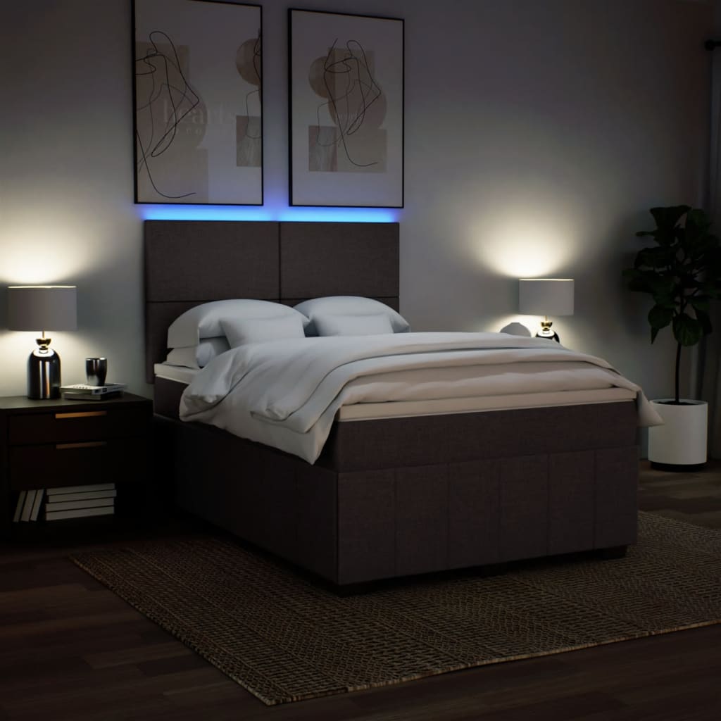 Box Spring Postel S Matrací Tmavě Hnědá 140X190 Cm Textil