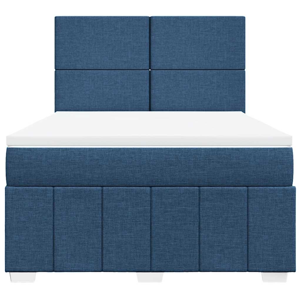 Box Spring Postel S Matrací Modrá 140X190 Cm Textil