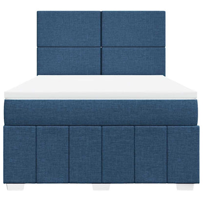 Box Spring Postel S Matrací Modrá 140X190 Cm Textil