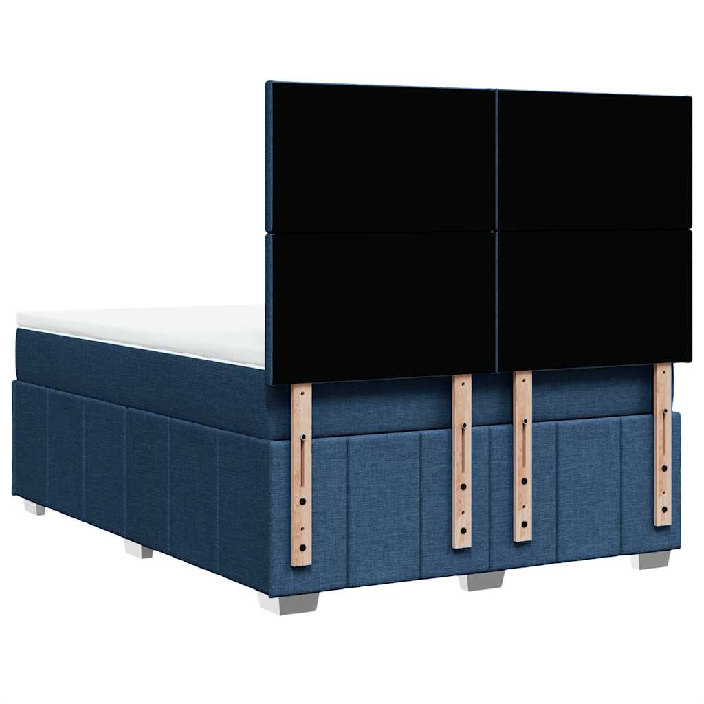Box Spring Postel S Matrací Modrá 140X190 Cm Textil