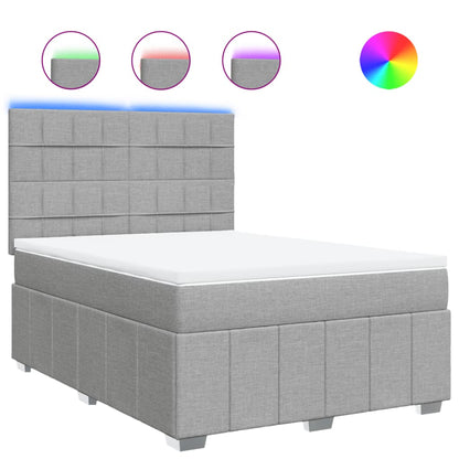 Box Spring Postel S Matrací Světle Šedá 140 X 190 Cm Textil