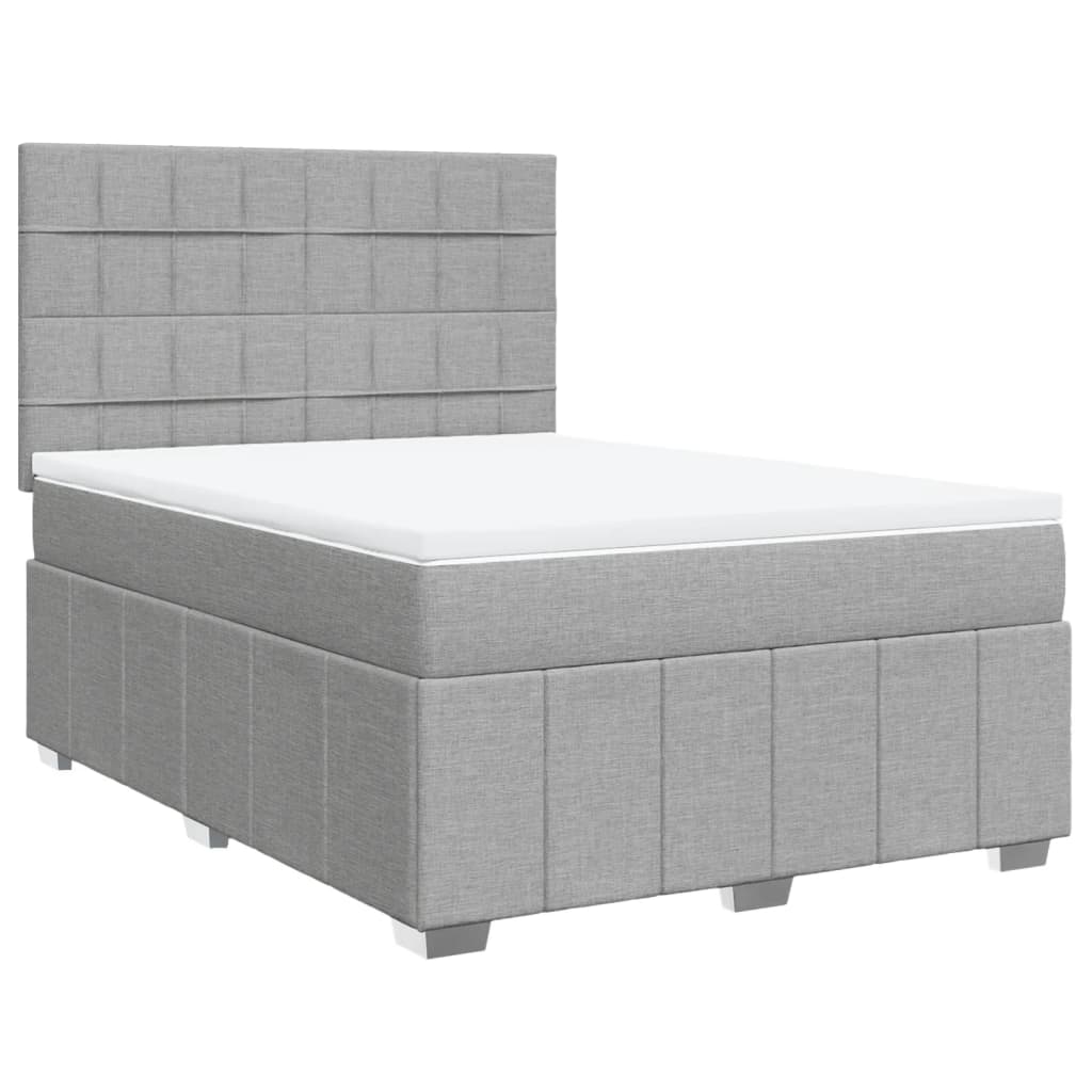 Box Spring Postel S Matrací Světle Šedá 140 X 190 Cm Textil