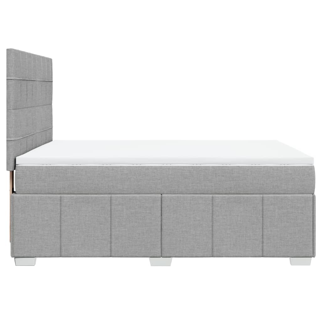 Box Spring Postel S Matrací Světle Šedá 140 X 190 Cm Textil