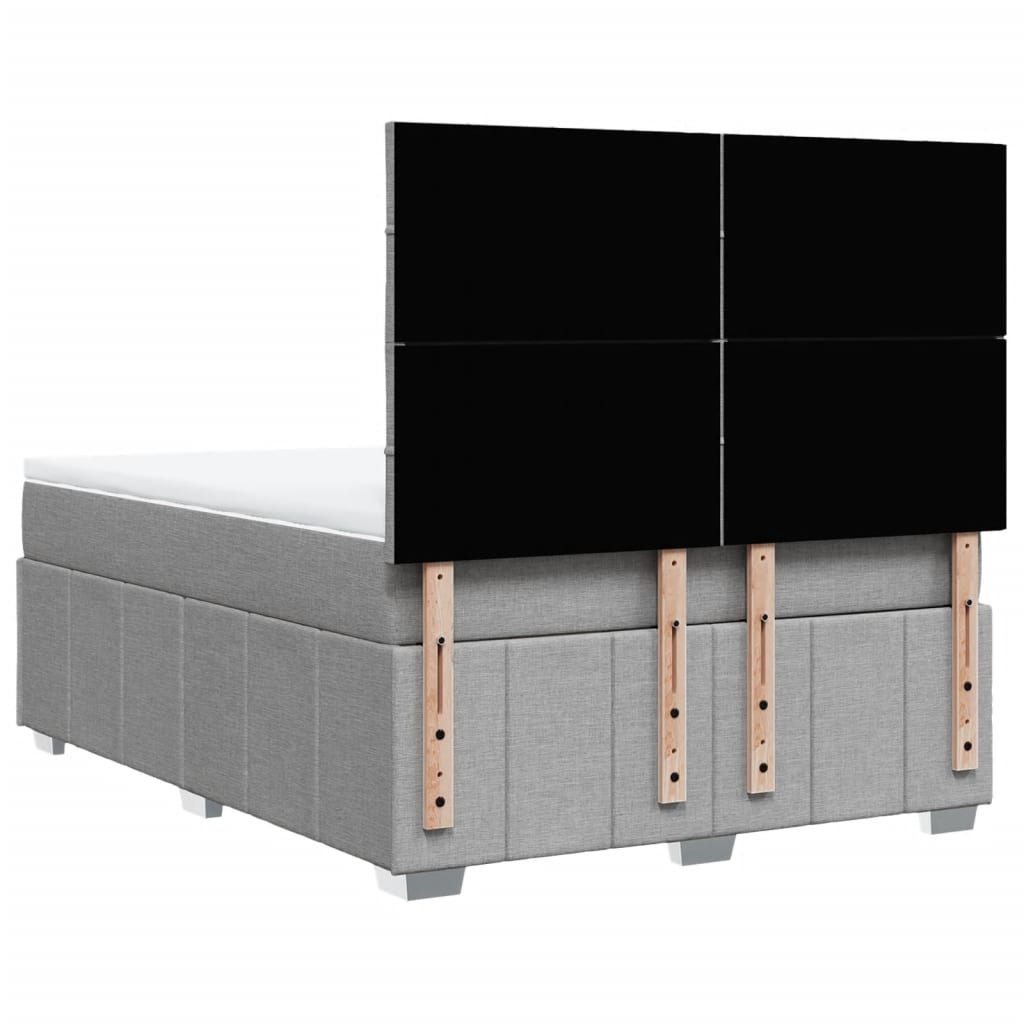 Box Spring Postel S Matrací Světle Šedá 140 X 190 Cm Textil