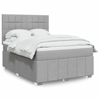 Box Spring Postel S Matrací Světle Šedá 140 X 190 Cm Textil