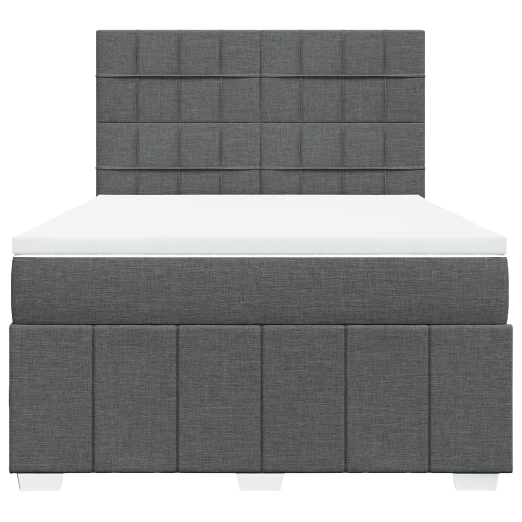 Box Spring Postel S Matrací Tmavě Šedý 140 X 190 Cm Textil