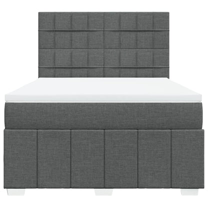 Box Spring Postel S Matrací Tmavě Šedý 140 X 190 Cm Textil