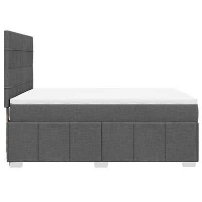 Box Spring Postel S Matrací Tmavě Šedý 140 X 190 Cm Textil