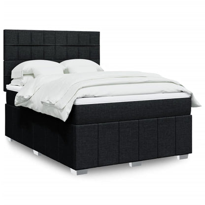Box Spring Postel S Matrací Černá Textil Černá