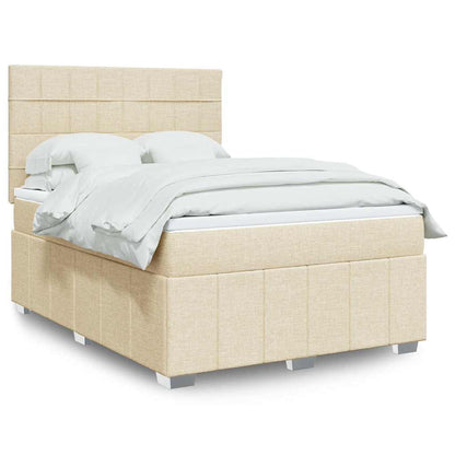 Box Spring Postel S Matrací Textil Krémová