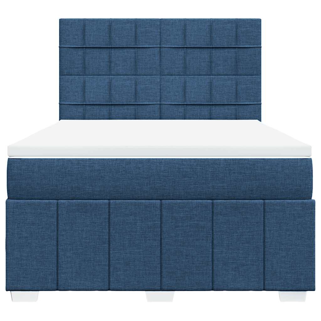 Box Spring Postel S Matrací Modrá 140X190 Cm Textil