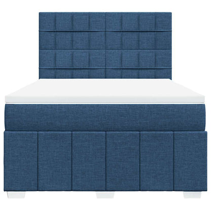 Box Spring Postel S Matrací Modrá 140X190 Cm Textil
