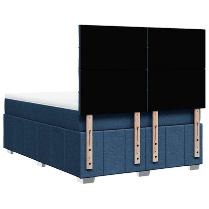 Box Spring Postel S Matrací Modrá 140X190 Cm Textil