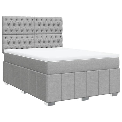 Box Spring Postel S Matrací Světle Šedá 140 X 190 Cm Textil