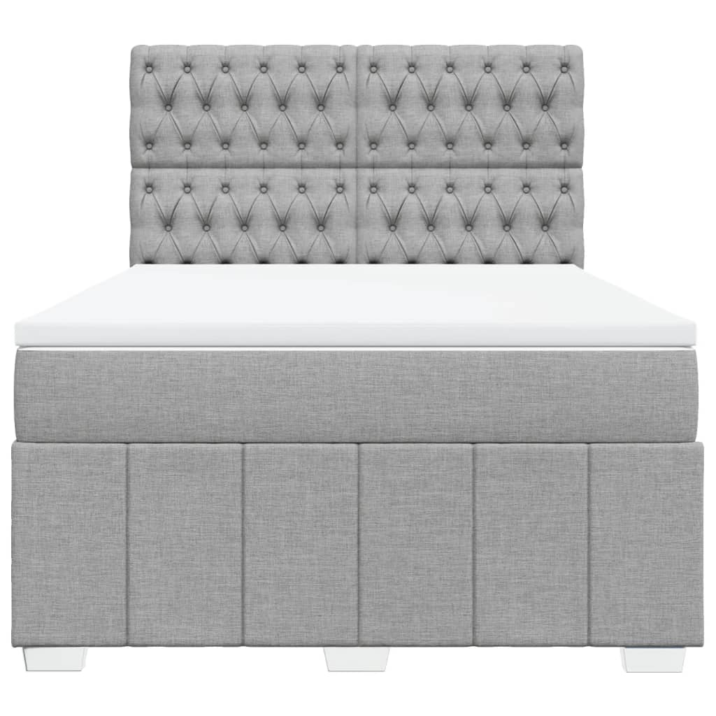 Box Spring Postel S Matrací Světle Šedá 140 X 190 Cm Textil