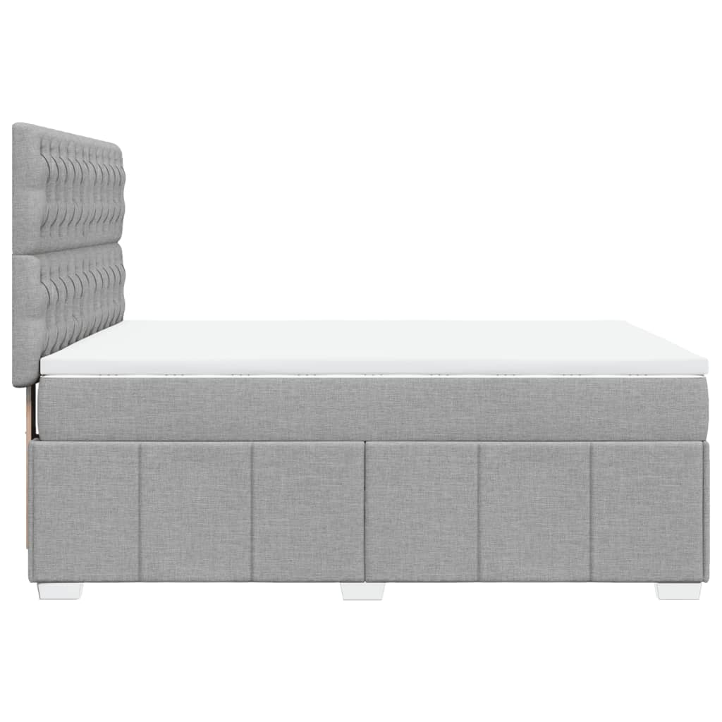 Box Spring Postel S Matrací Světle Šedá 140 X 190 Cm Textil