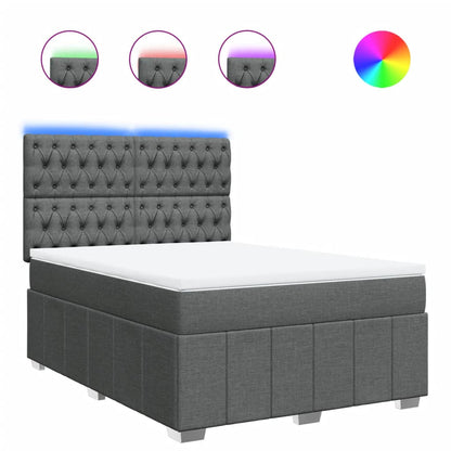 Box Spring Postel S Matrací Tmavě Šedý 140 X 190 Cm Textil