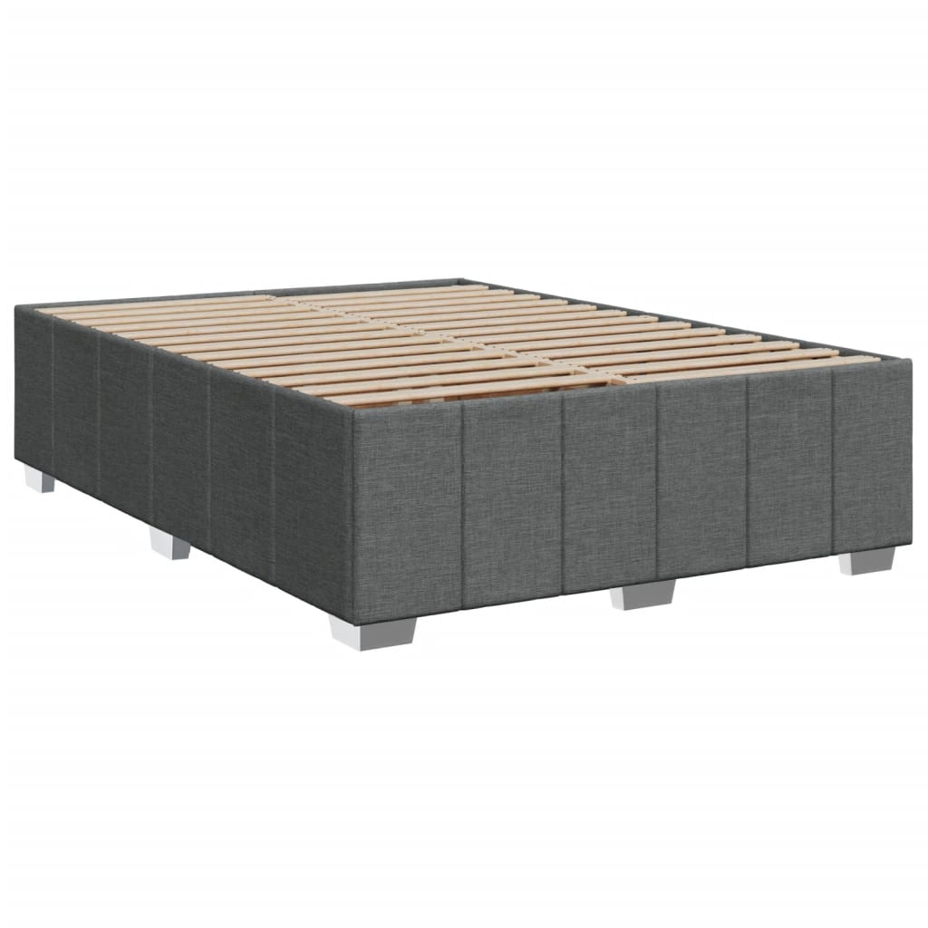 Box Spring Postel S Matrací Tmavě Šedý 140 X 190 Cm Textil